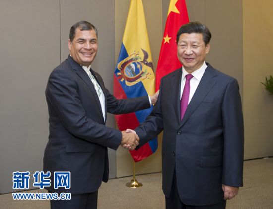 7月16日，国家主席习近平在巴西利亚会见厄瓜多尔总统科雷亚。新华社记者谢环驰摄