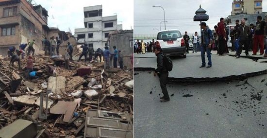 尼泊尔发生8.1级地震，加德满都多处房屋倒塌道路开裂。