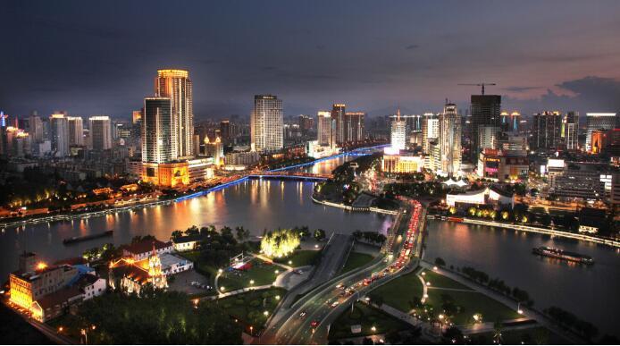 美丽的宁波三江口夜景.